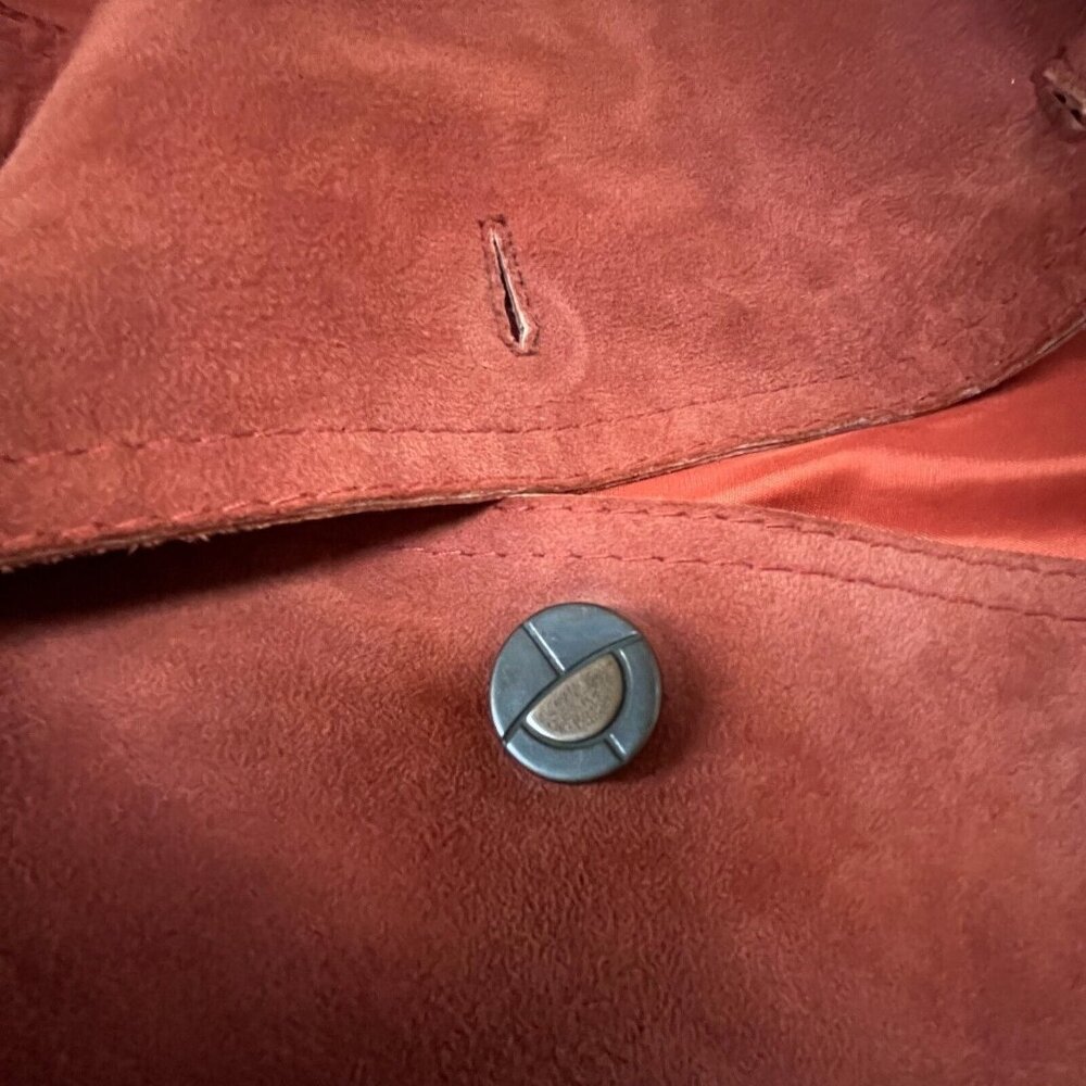 Vintage Kyller Of Sweden Womens Button Down Belted Leather Coat Jacket Brown - Picture 4 of 11